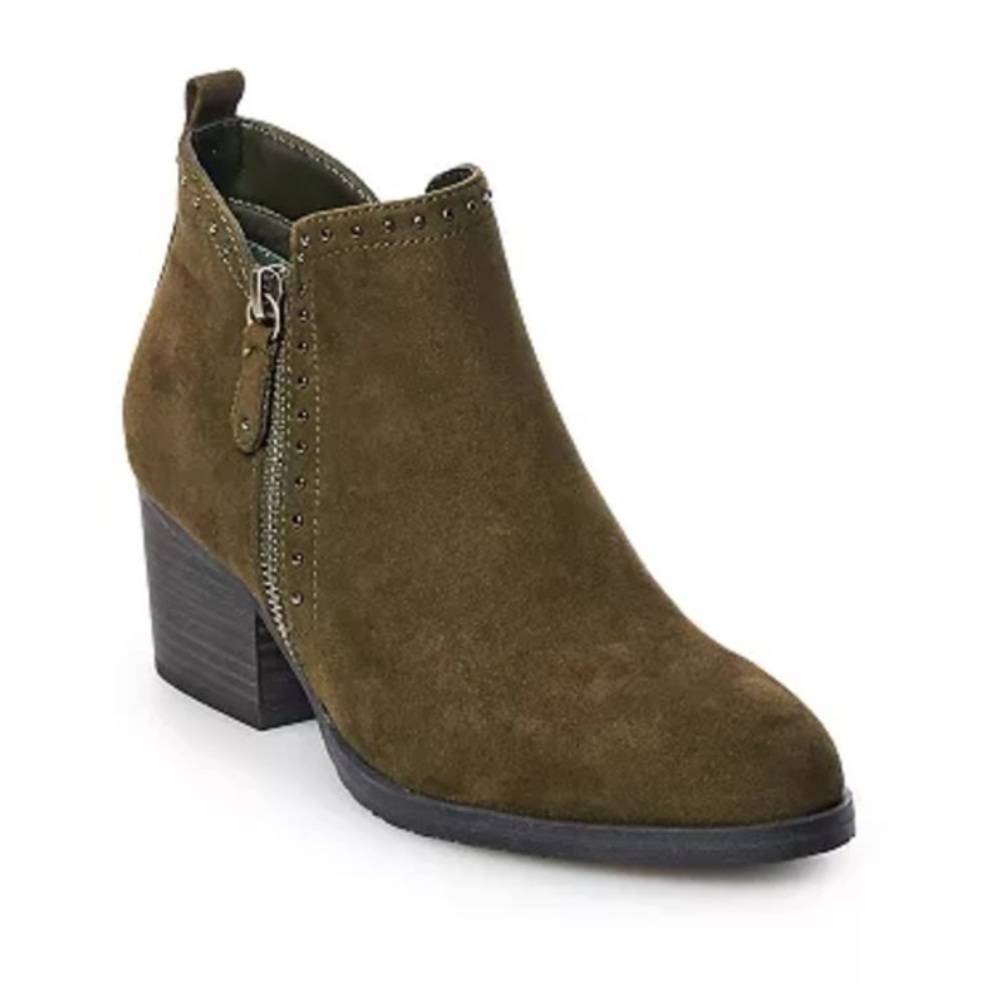 Brown faux suede zip up ankle boots size 6